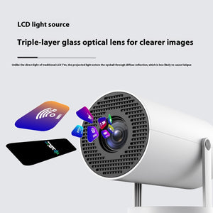 Portable Projector Small Straight Projector For Home Use 180 Degrees Projection Angle Automatic Focus Home Video Projector